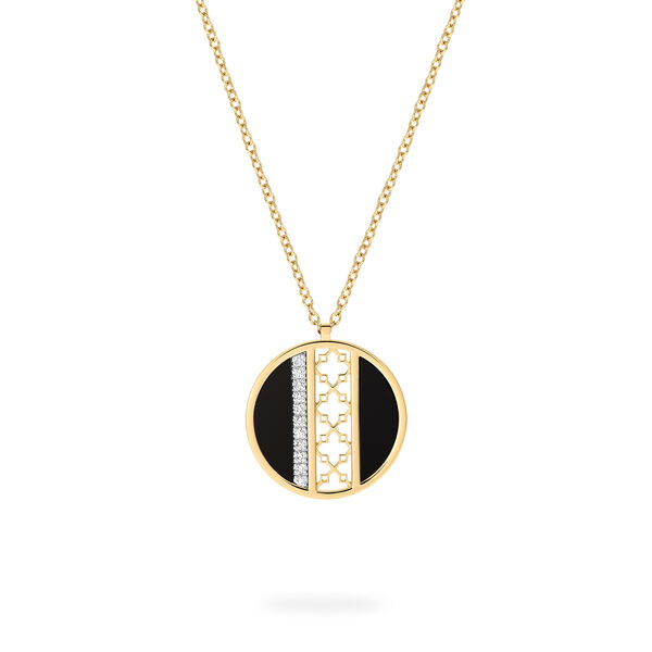 Onyx and Diamond Medallion Pendant Necklace, Large (25 mm)